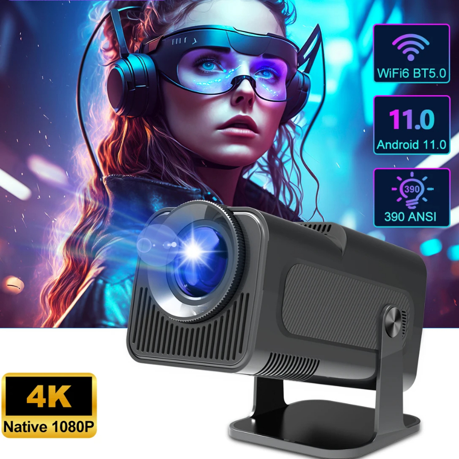 4K Native 1080P Android 11 Projector 390ANSI HY320 Dual Wifi6 BT5 0