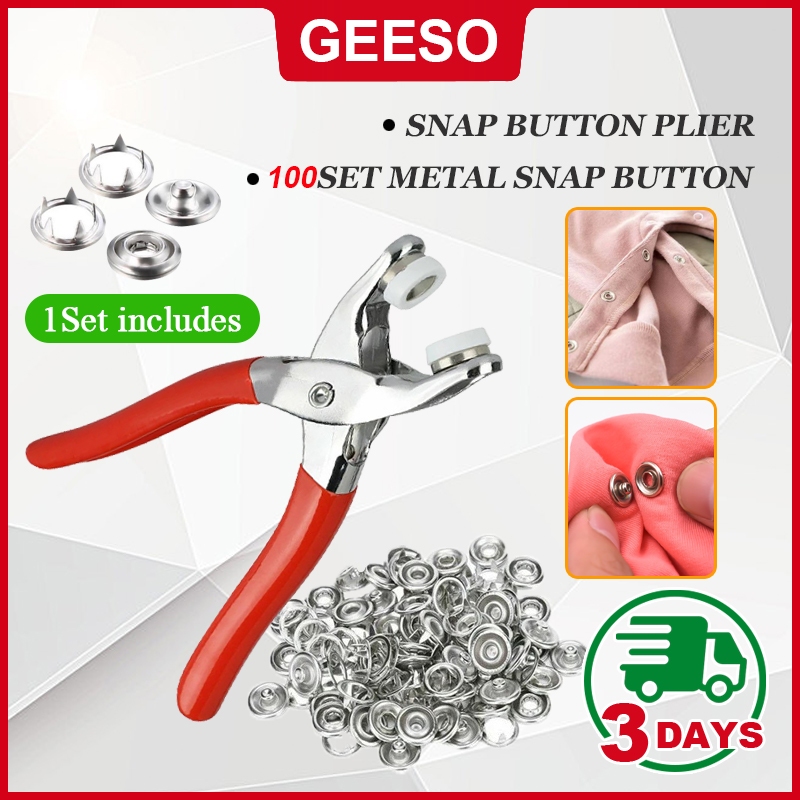 GEESO Snap Button Plier Metal Snap Button Set Five Claw Snap Button