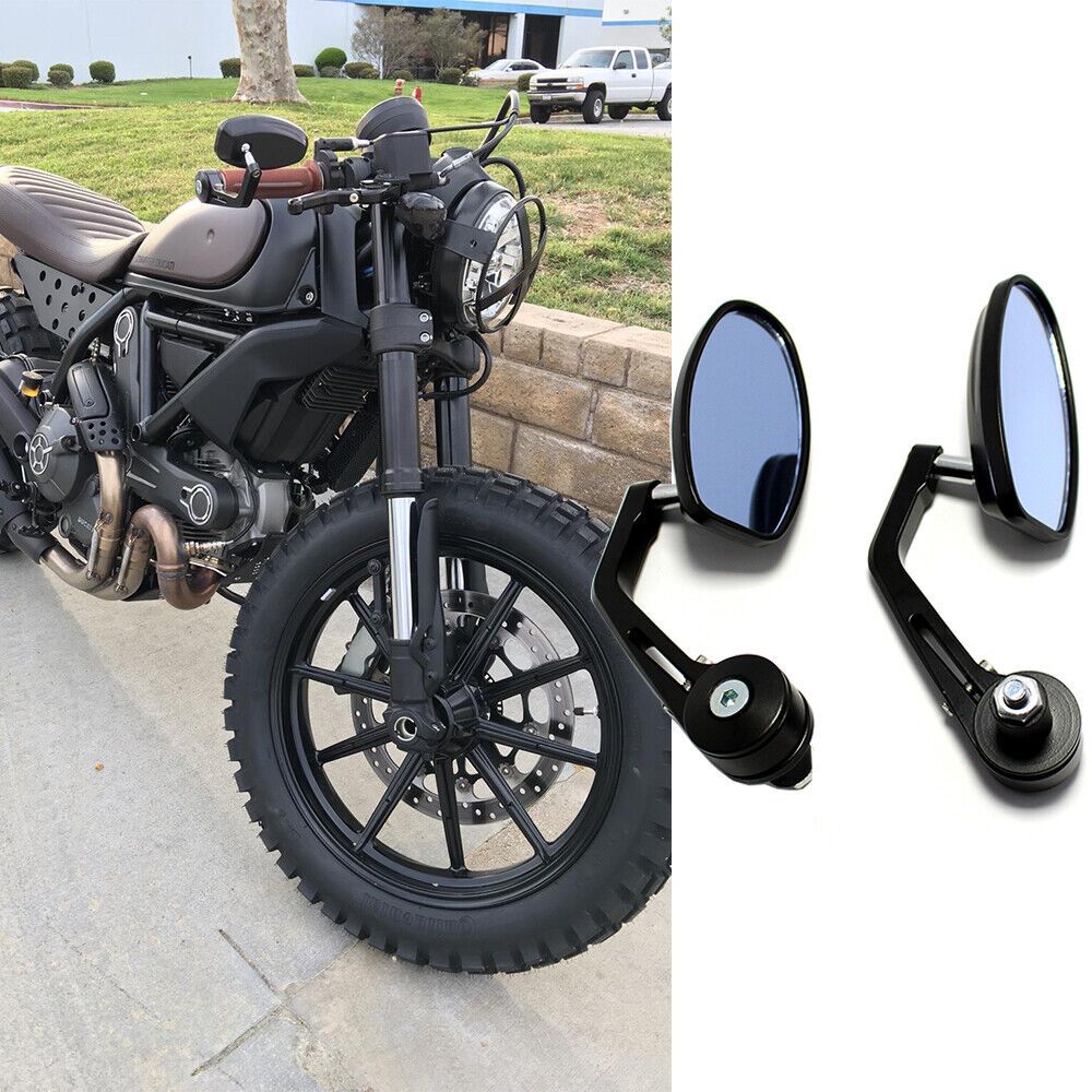 Black Motorcycle 7 8 Handle Bar End Mirrors For Ducati Cafe Racer