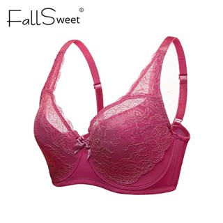 FallSweet Push Up Women Bra Lace Underwire Lingerie Plus Size D E Cup