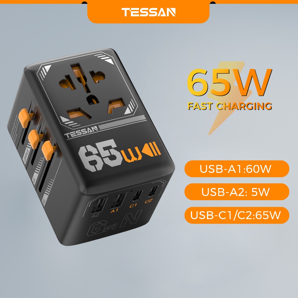 TESSAN Universal Travel Adapter Worldwide 65W International Plug