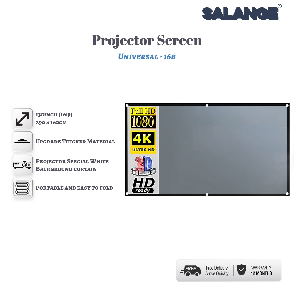 Salange Projector Screen 40 50 60 72 84 92 100 106 120 130 Inch Anti