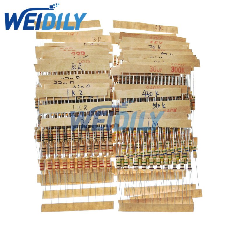 500PCS 1 2W Power 0 5W 1 2 Ohm 1M Ohm Carbon Film Resistors Set 5