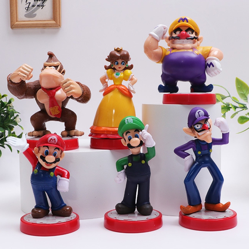 6Pcs Set 8 10cm Game Super Mario Action Figure Mario Luigi Donkey Kong