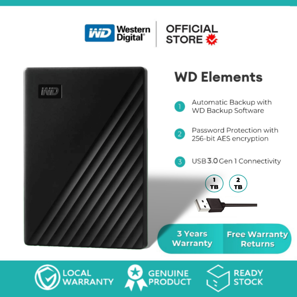 WD Western Digital My Passport 1TB 2TB Portable Storage External