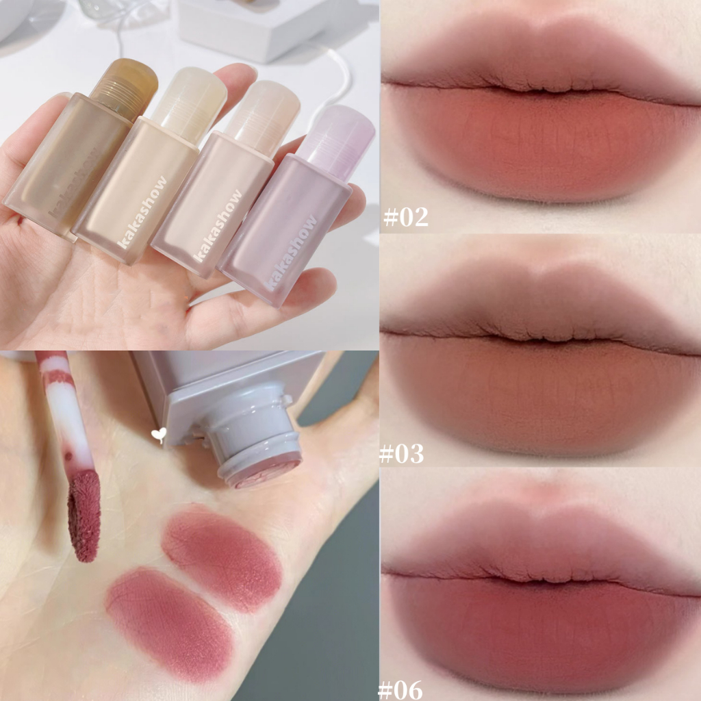 Hot Sales KAKASHOW Nude Lip Mud Mousse Maroon Lip Glaze Velvet Matte