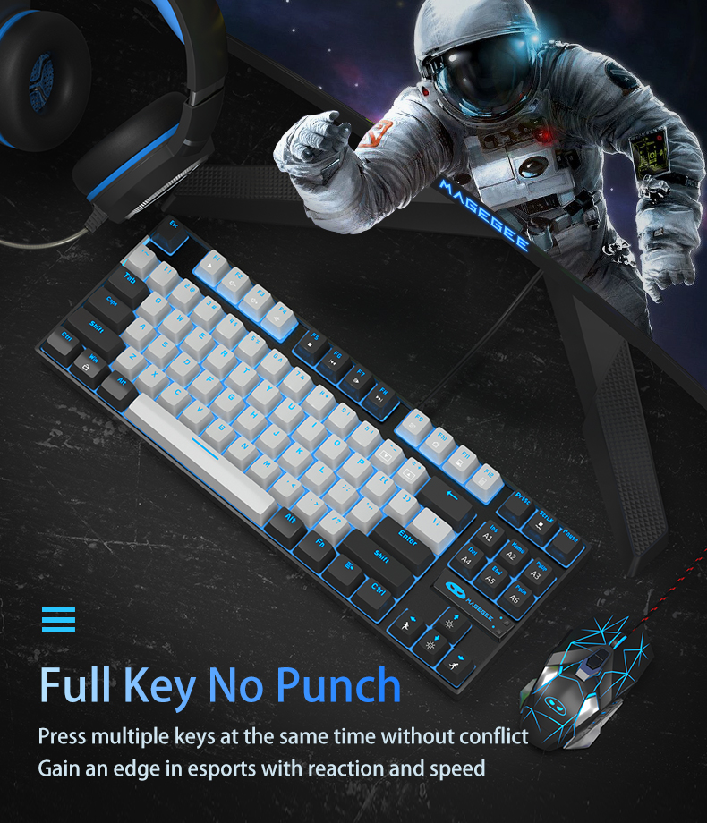 MageGee MK Star Mechanical Gaming Keyboard Wired 87 Keys Full Anti