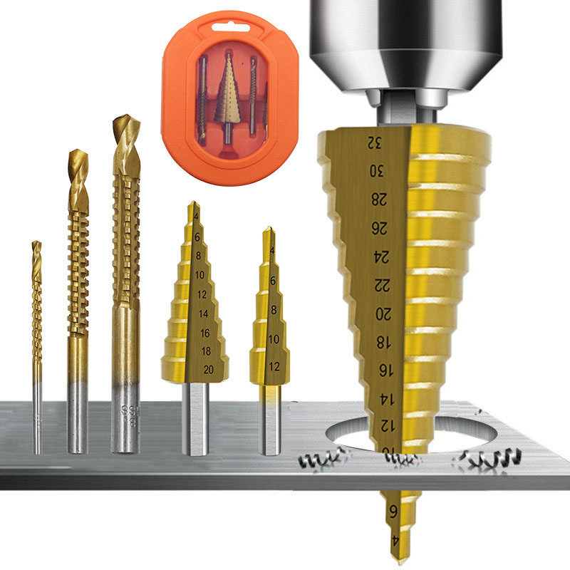 High Speed Steel 4241 Titanium Plated Ladder Drill Set Triangle Shank