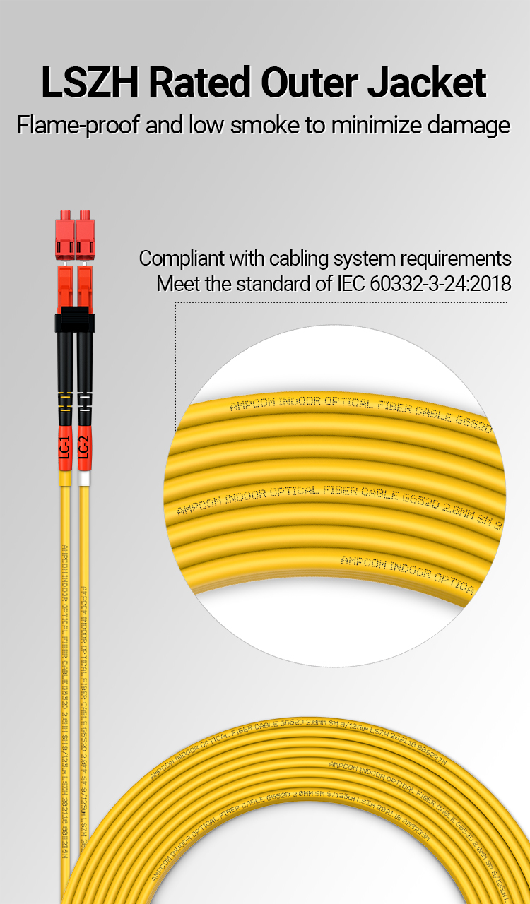 AMPCOM Single Mode Duplex Fiber LC LC Fiber Optic Patch Cable Simplex