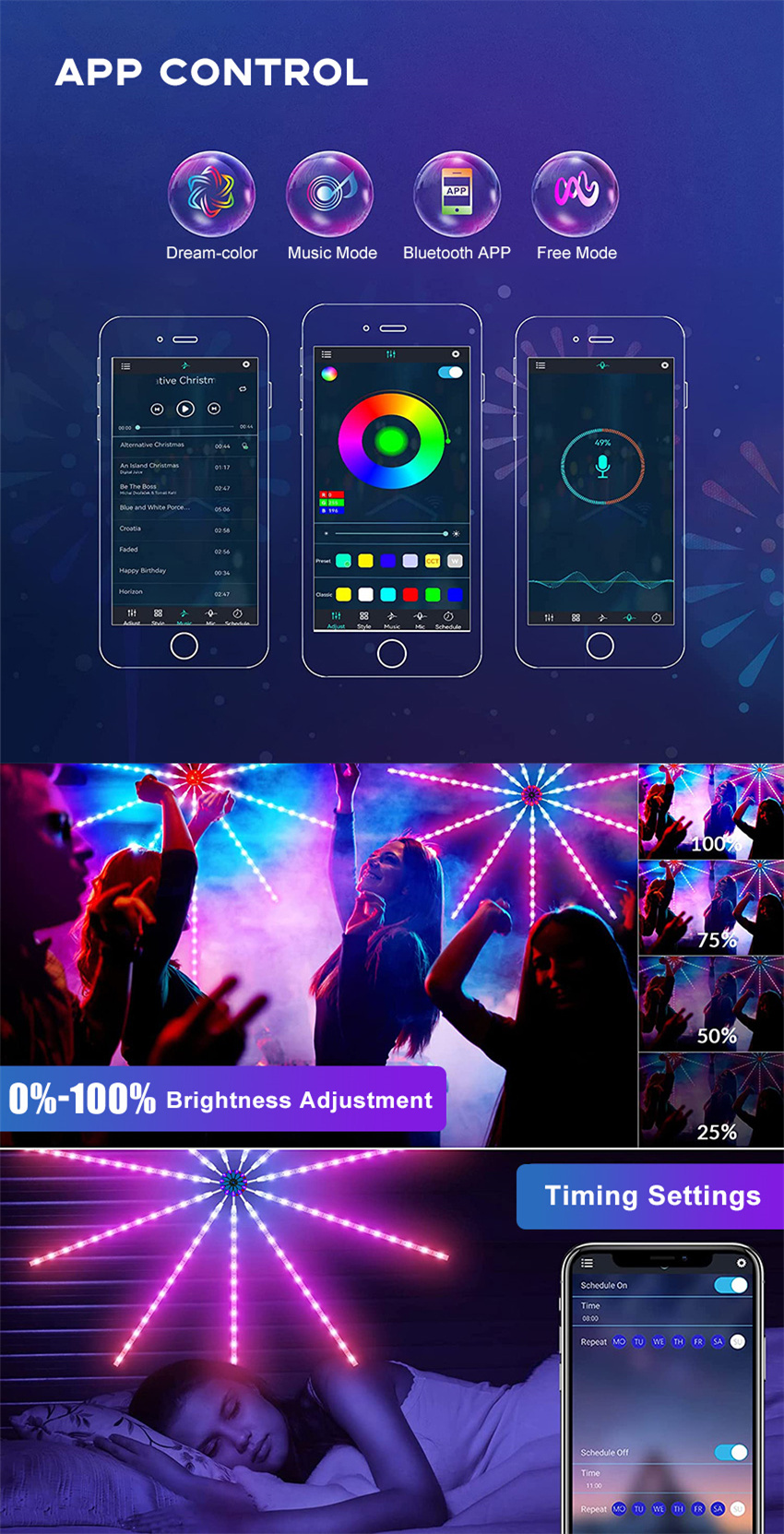 Uzboo Smart Led Firework Lights Music Sound Sync Lights With App Remote