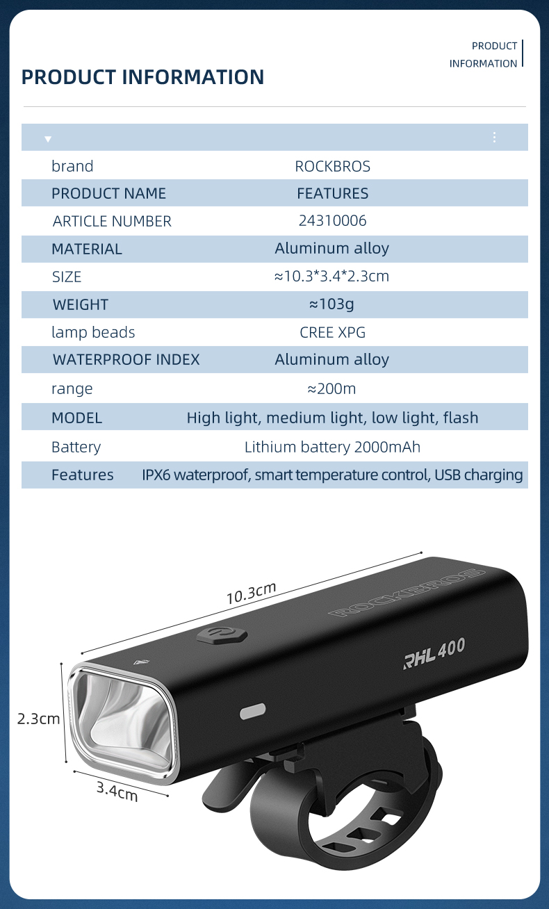 My Deliveryrockbros Bike Light Lumen Usb