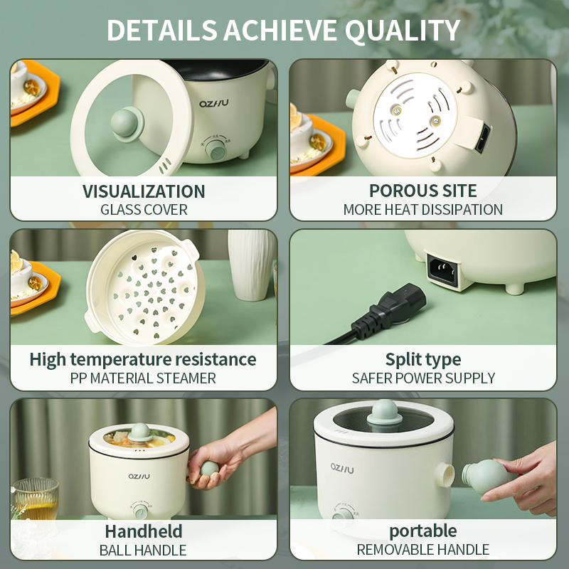 Multi Cooker Electric Rice Cooker Hot Pot 1 8L Mini Non Stick Ceramic Frying Pan Kitchen 700W