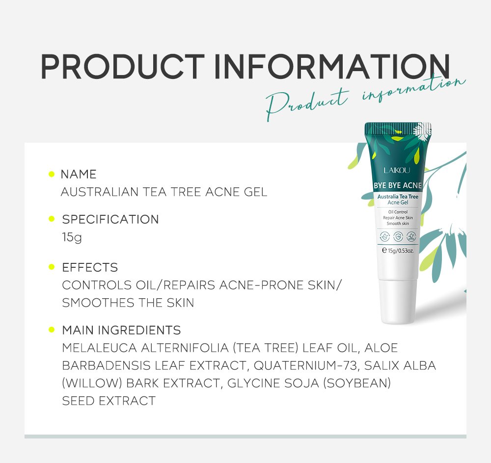 Bye Bye Acne Laikou Australia Tea Tree Acne Gel G Unnclog Pores