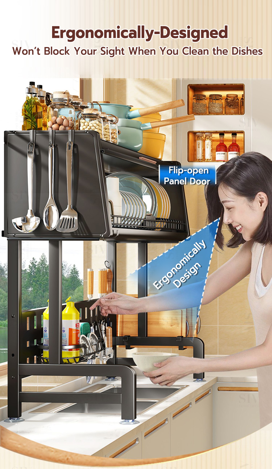 Uliance Rak Pinggan Sinki Dish Rack With Cover Dish Cabinet Dish