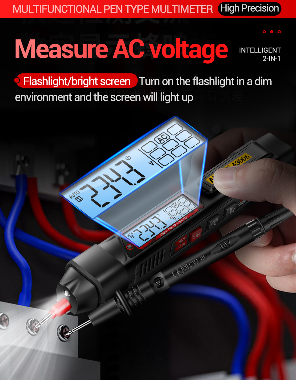 ANENG A3006 4000 Counts Multifunctional Pen Type Multimeter AC DC