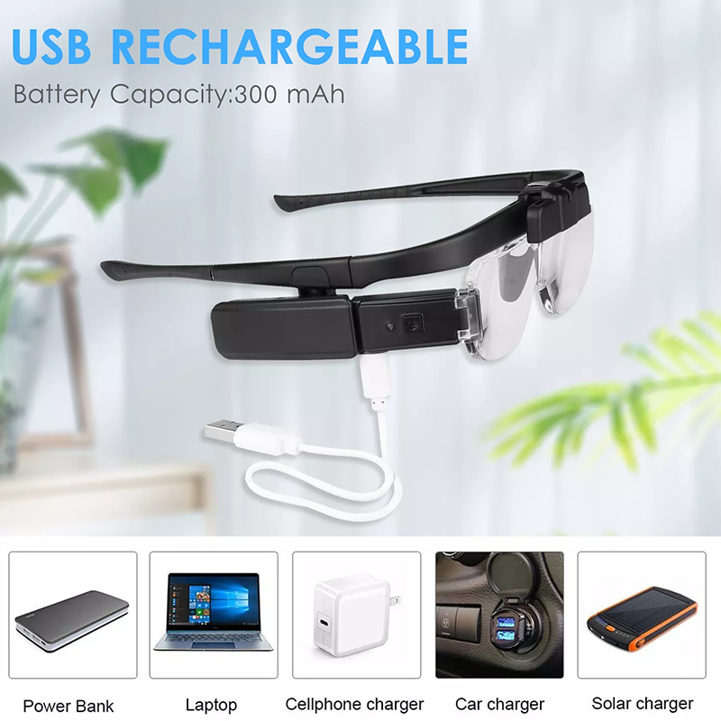 Kiprun Headband Magnifier Glasses With Light Usb Rechargeable Head