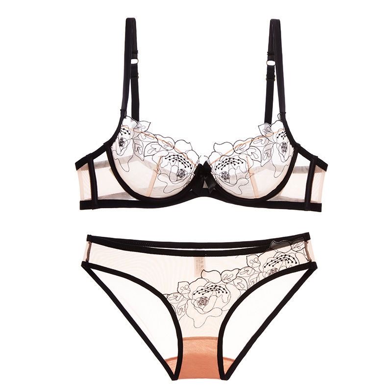 French Sexy Lingerie Female Bra Lace Mesh Embroidery Transparent Ultra