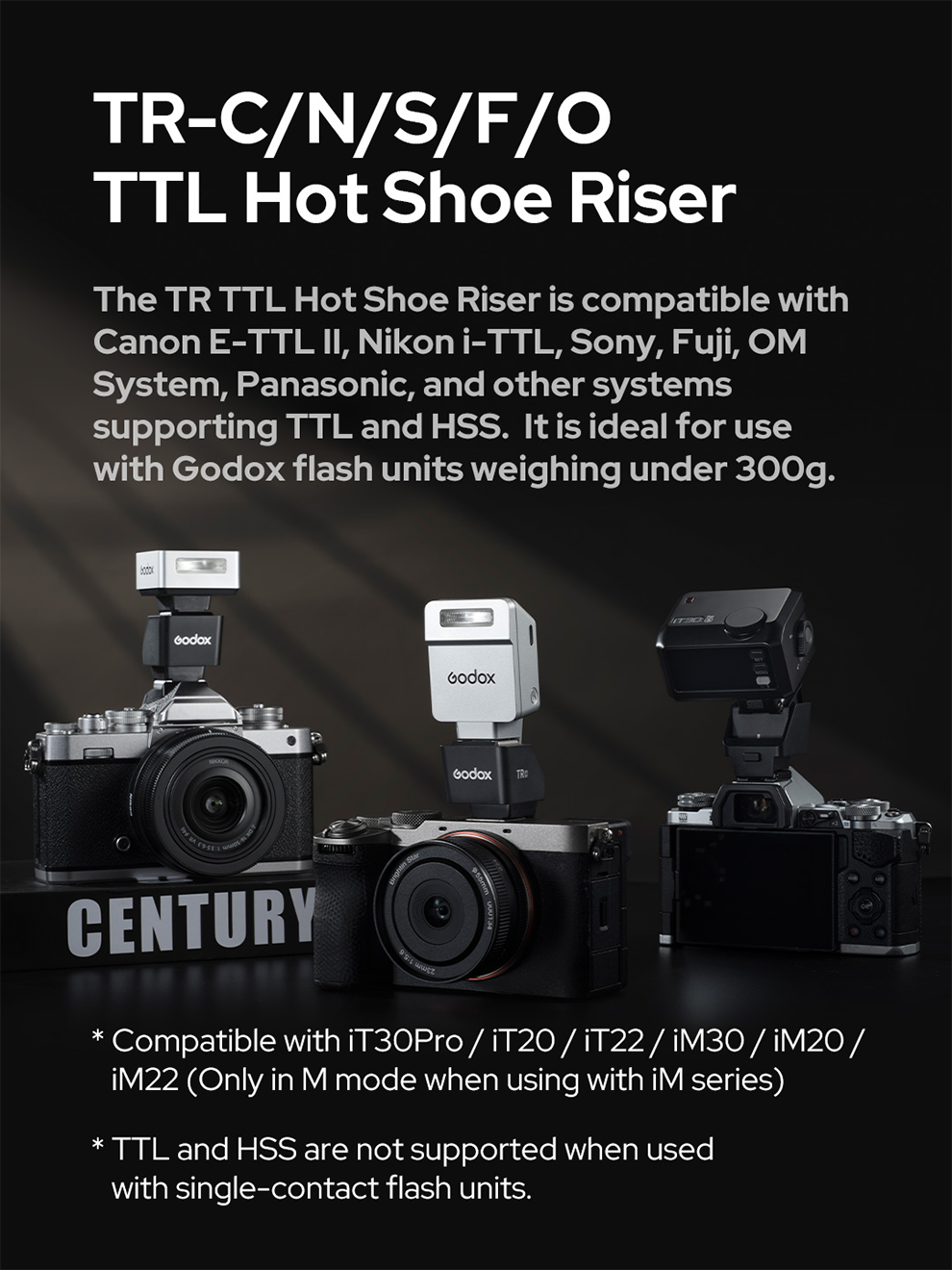 Godox TR TTL Hot Shoe Riser FS R Single Contact Folding Hot Shoe Riser For Godox Mini IFlash