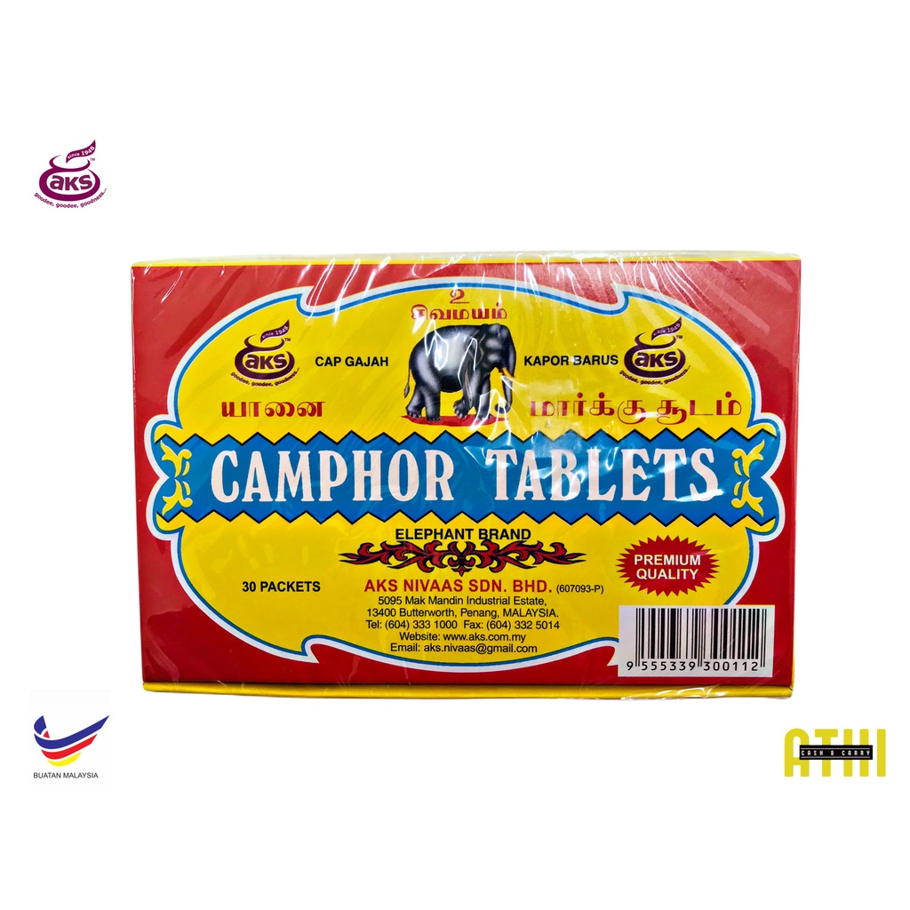 Aks Smoke Camphor Tablets Kapor Barus Cap Gajah Sudam Box