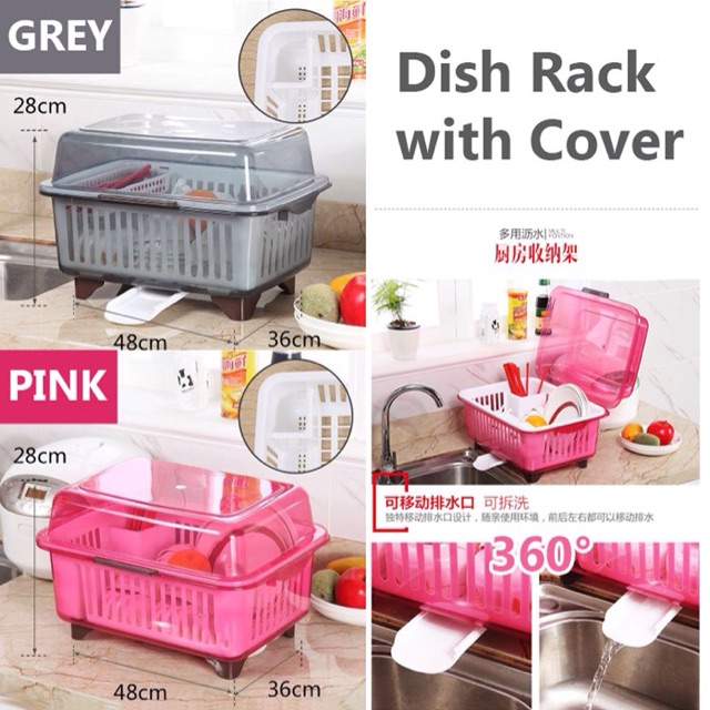 HOT ITEM READY STOCK Rak Pinggan Bertutup Dish Drainer With Cover