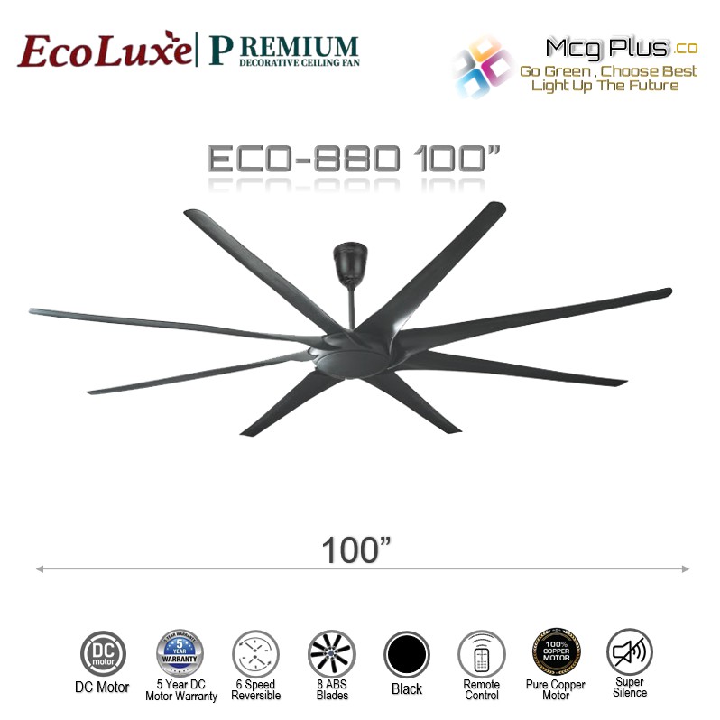 ECOLUXE Premium Decorative 100 Inches DC Motor Giant Fan With Remote