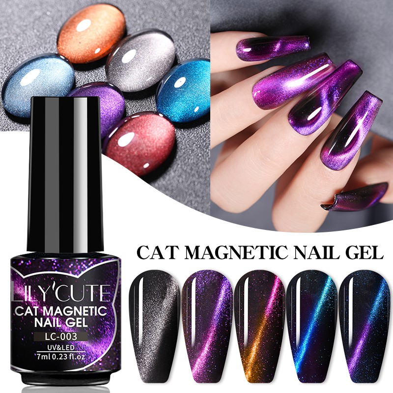 LILYCUTE 7ML Cat Magnetic Gel Polish Soak Off UV LED Nail Gel Varnish