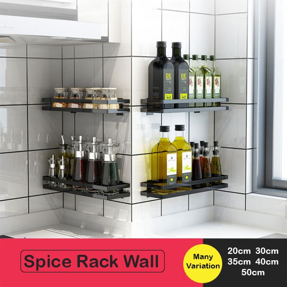 Kitchen Seasoning Storage Spice Rack Wall Mounted Organizer Rak Rempah