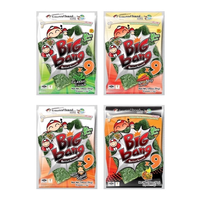 TaoKaeNoi Big Bang Grilled Seaweed g Classic Grilled Squid Tom Yum Goong Hot Spicy 泰国小老板海苔