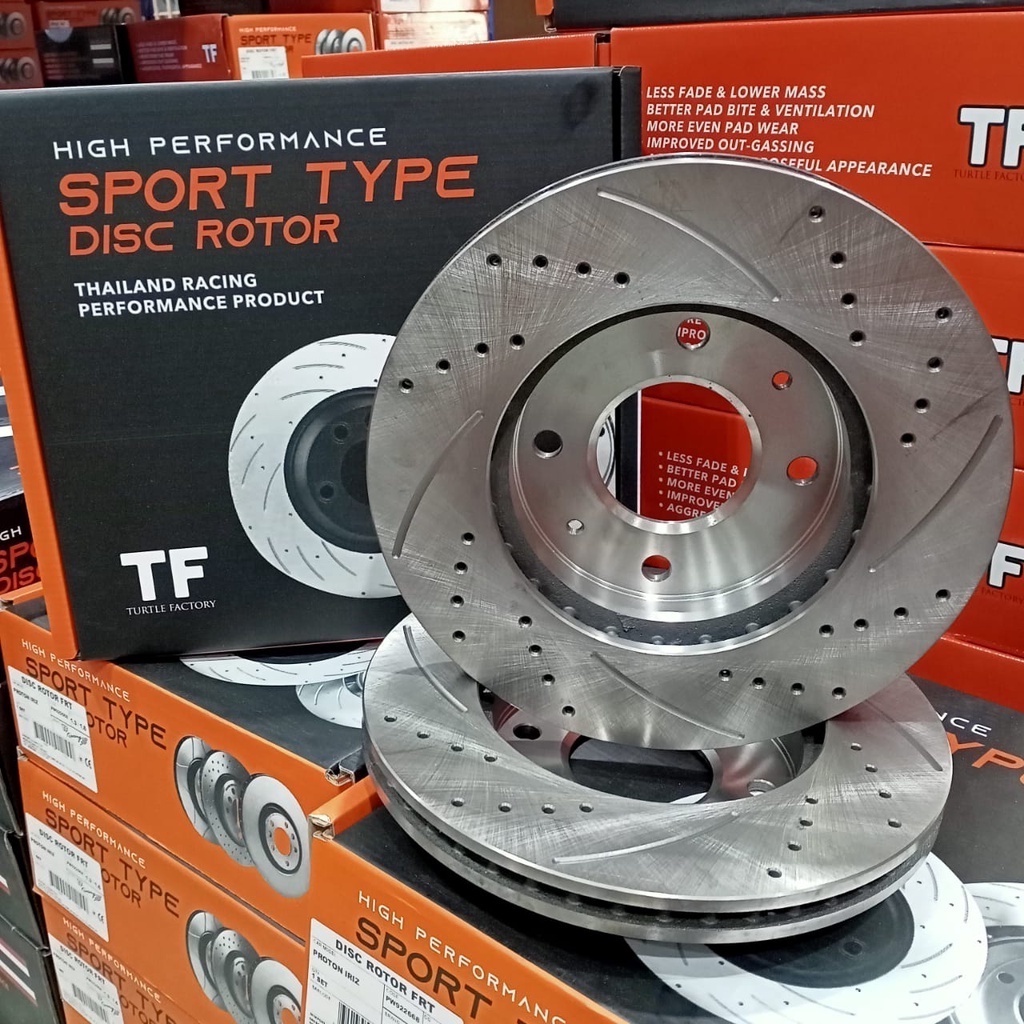 ORIGINAL TF THAILAND DRILLER SLOTTED SPORT DISC ROTOR FOR PERODUA