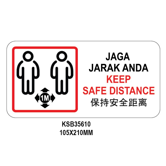 Social Distancing Sign Sticker Jaga Jarak Anda Keep Safe Distance