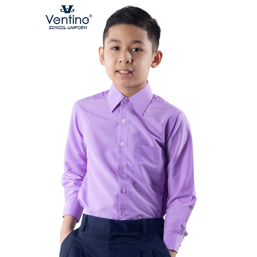 Ventino Baju Kemeja Pengawas Sekolah Rendah Lengan Panjang Kain Licin