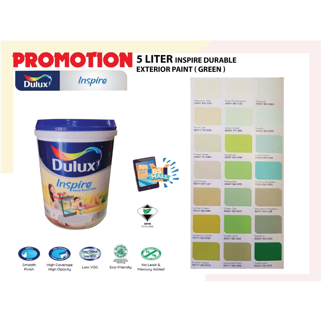 Bs Mall Litre Ici Dulux Inspire Interior Smooth Sheen Paints Green