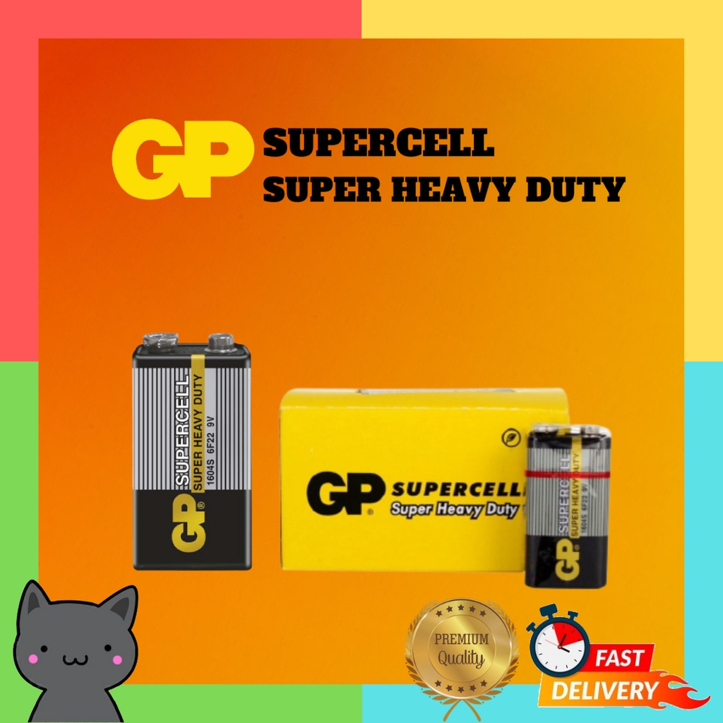 GP Battery Supercell Super Heavy Duty 9V Battery 1 Box 10 Pcs Ready