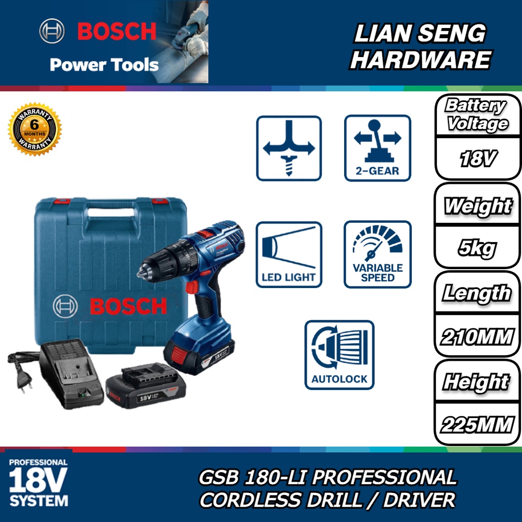 BOSCH 18V CORDLESS IMPACT DRILL GSB 180 LI Shopee Malaysia