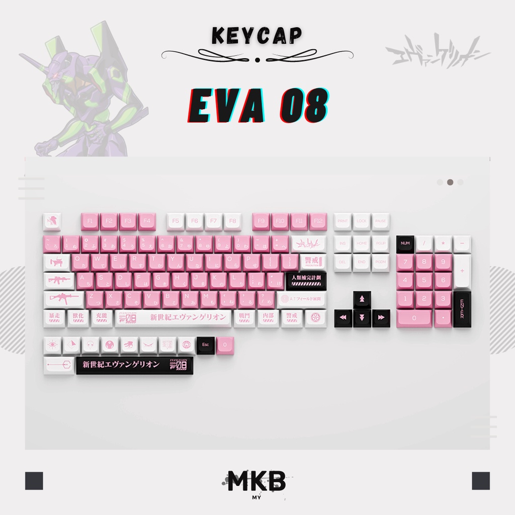 READY STOCK EVA 08 Evangelion Series PBT XDA Profile Keycap Set For