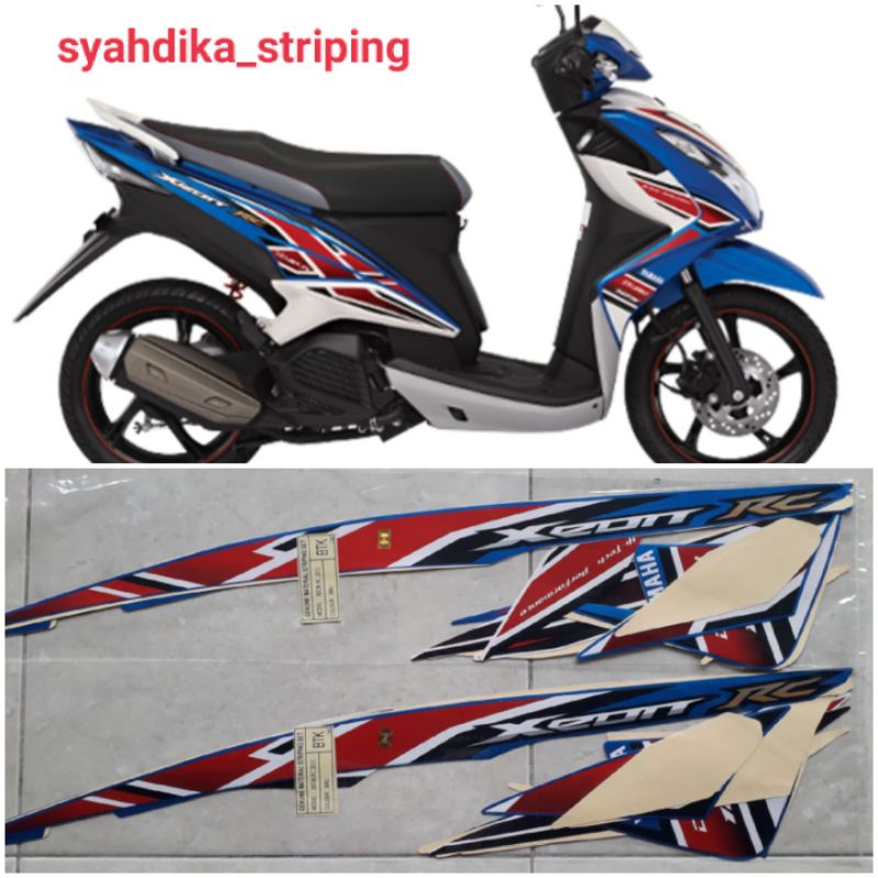 Merah Sticker Striping Lis Body Yamaha Xeon Rc Blue Graphic