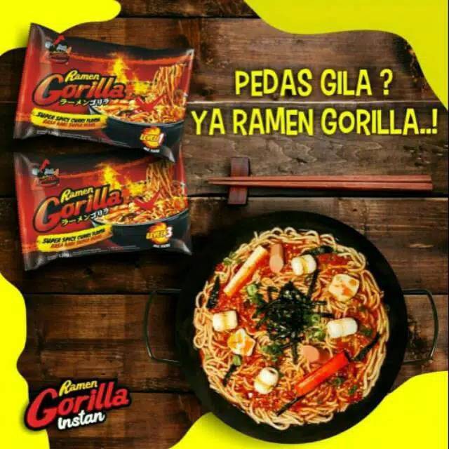 Gorilla Ramen Terenak Instant Noodles Super Spicy Gravy Yamie Fried