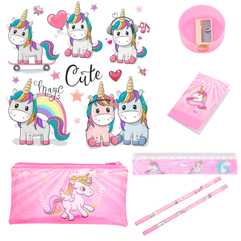 Unicorn Pcs Set Pen Eraser Ruler Stationery Set Alat Tulis Pencil