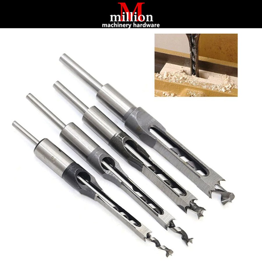 Millionhardware 4pcs Woodworking Square Hole Drill Bits Wood