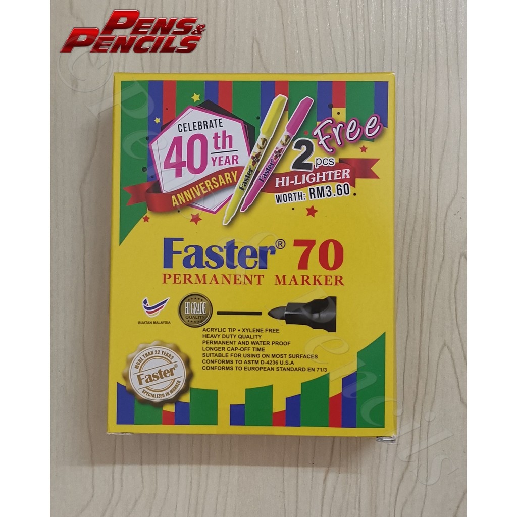 Faster Permanent Marker Bullet Nib Box Pcs Shopee Malaysia