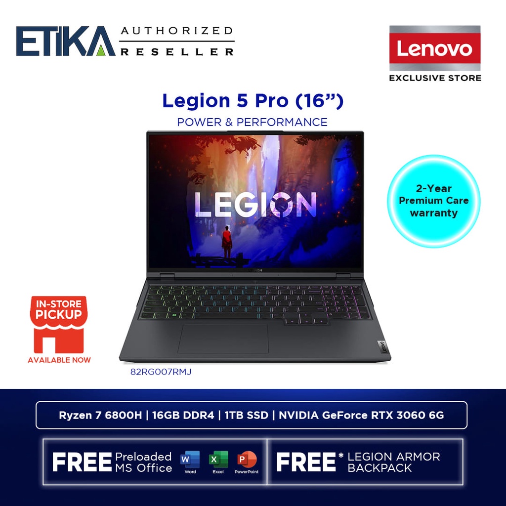 Lenovo Legion 5 Pro 82RG007RMJ Gaming Laptop AMD Ryzen 7 6800H 16GB