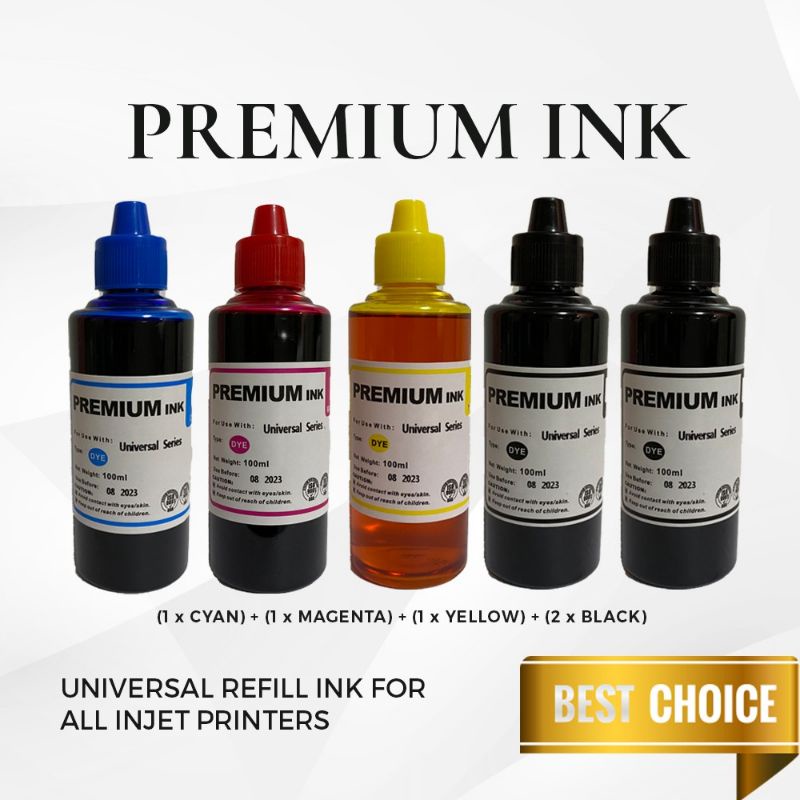 Universal Premium Inkjet Printer Refill Ink 100ml Black Cyan