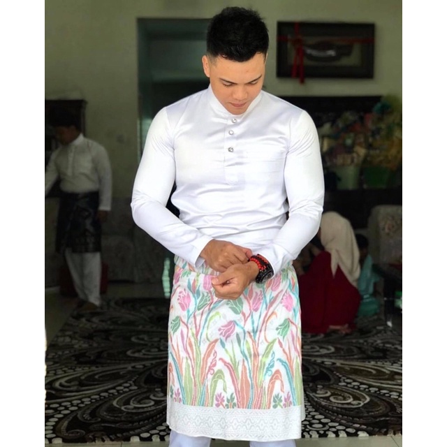 BAJU MELAYU SATIN DUCHESS AKAD NIKAH TUNANG PURE WHITE Shopee