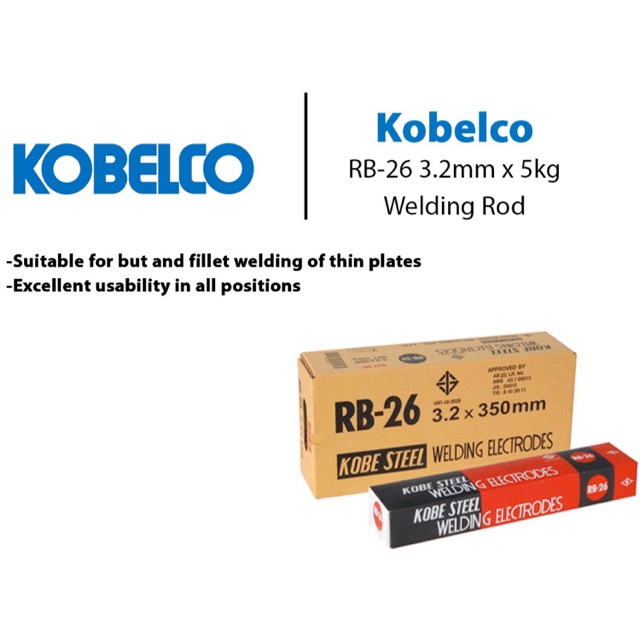 1KG KOBELCO WELDING ELECTRODE RB26 KOBE WELD RODS 2 6MM 3 2MM 4