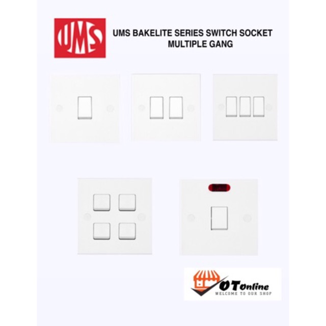 Ums Bakelite Series Switches Socket Outlet Sirim Multiple Gang