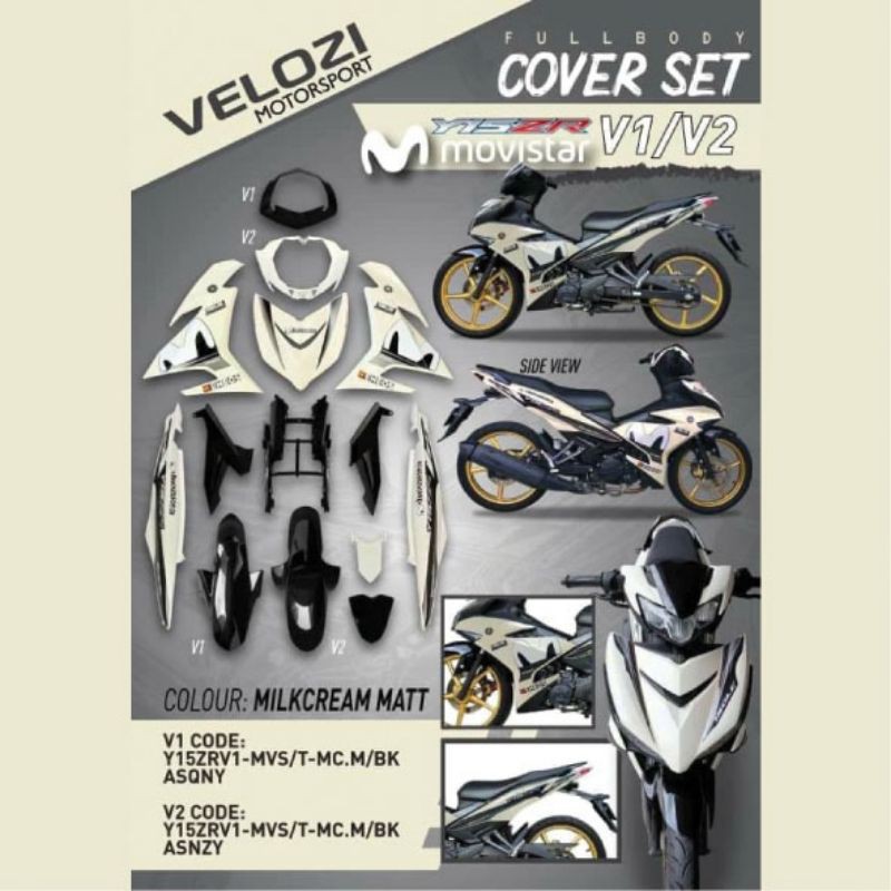 Movistar Milkcream Matt Velozi Cover Set Coverset Yamaha Y Zr V V