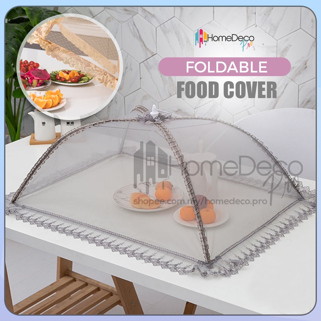 Foldable Food Cover Umbrella Design Mesh Lace Tudung Saji Moden Table