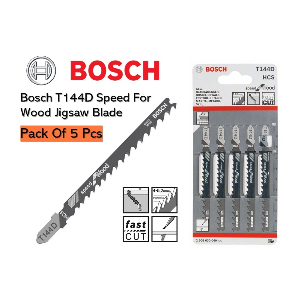 Bosch T144D Speed For Wood Jigsaw Blade Pack Of 5 Pcs Shopee Malaysia