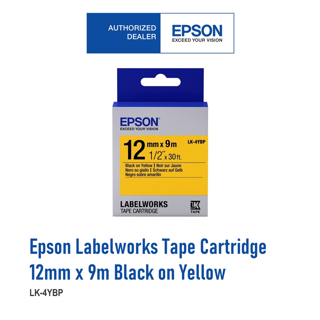 Epson LK 4YBP LabelWorks Tape 12mm Black On Yellow Tape Shopee Malaysia