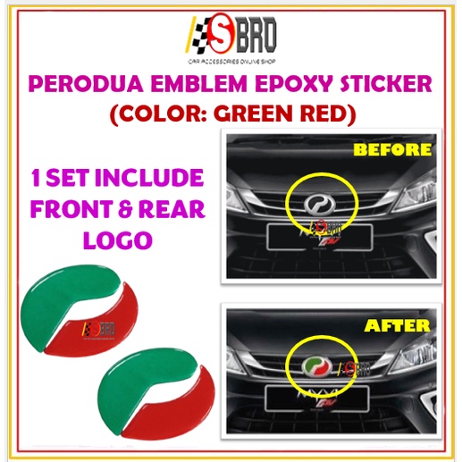 2PCS PERODUA LOGO Epoxy STICKER EMBLEM REFLECTING STICKER FRONT REAR